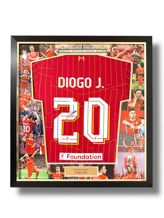 Diogo Jota Signed Liverpool 24/25 Home Shirt- Deluxe Mural Framed