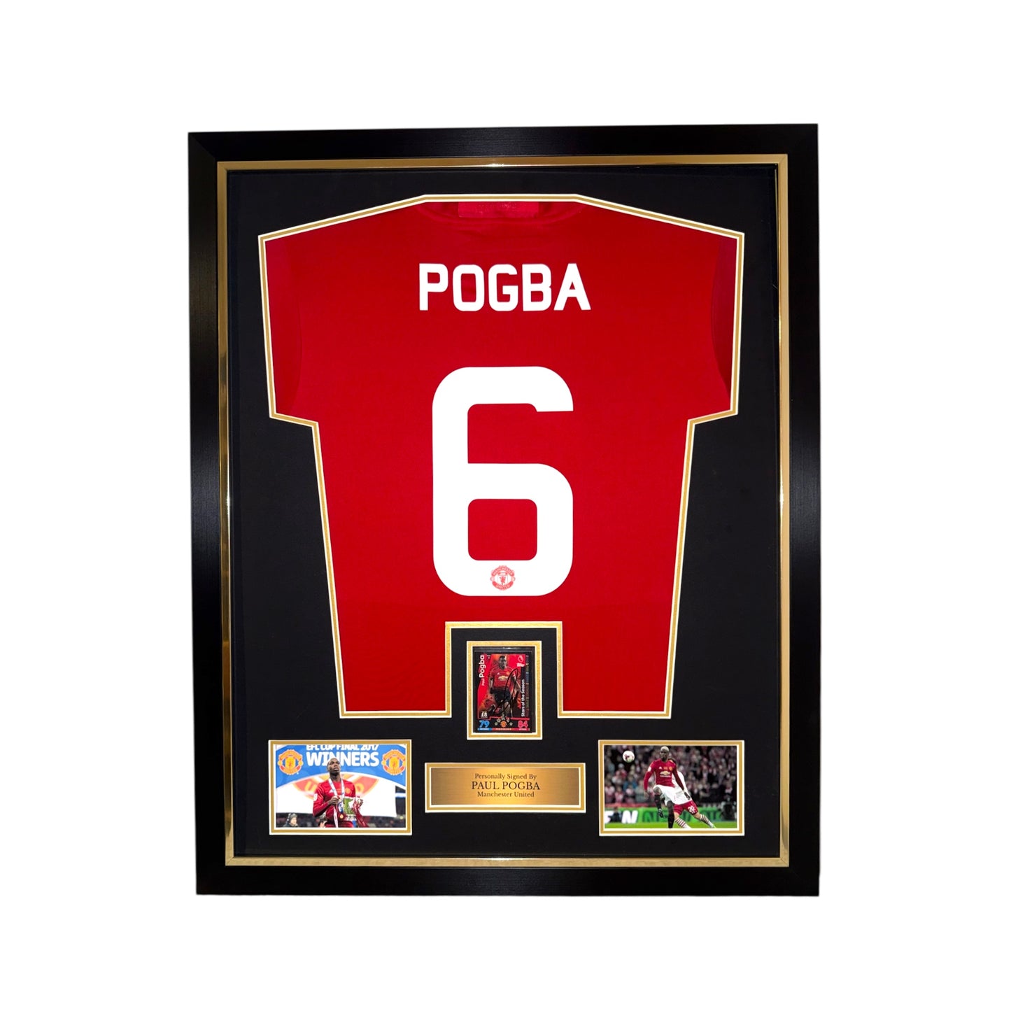 Paul Pogba Signed Topps Football Card/ Manchester United 2016/17 Home Shirt- Deluxe Framed