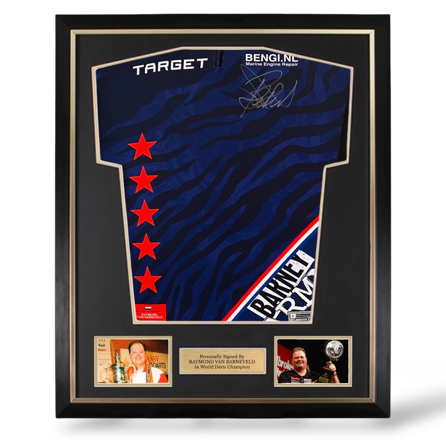 Raymond Van Barneveld Signed Official Target RVB Darts Shirt- Deluxe Framed