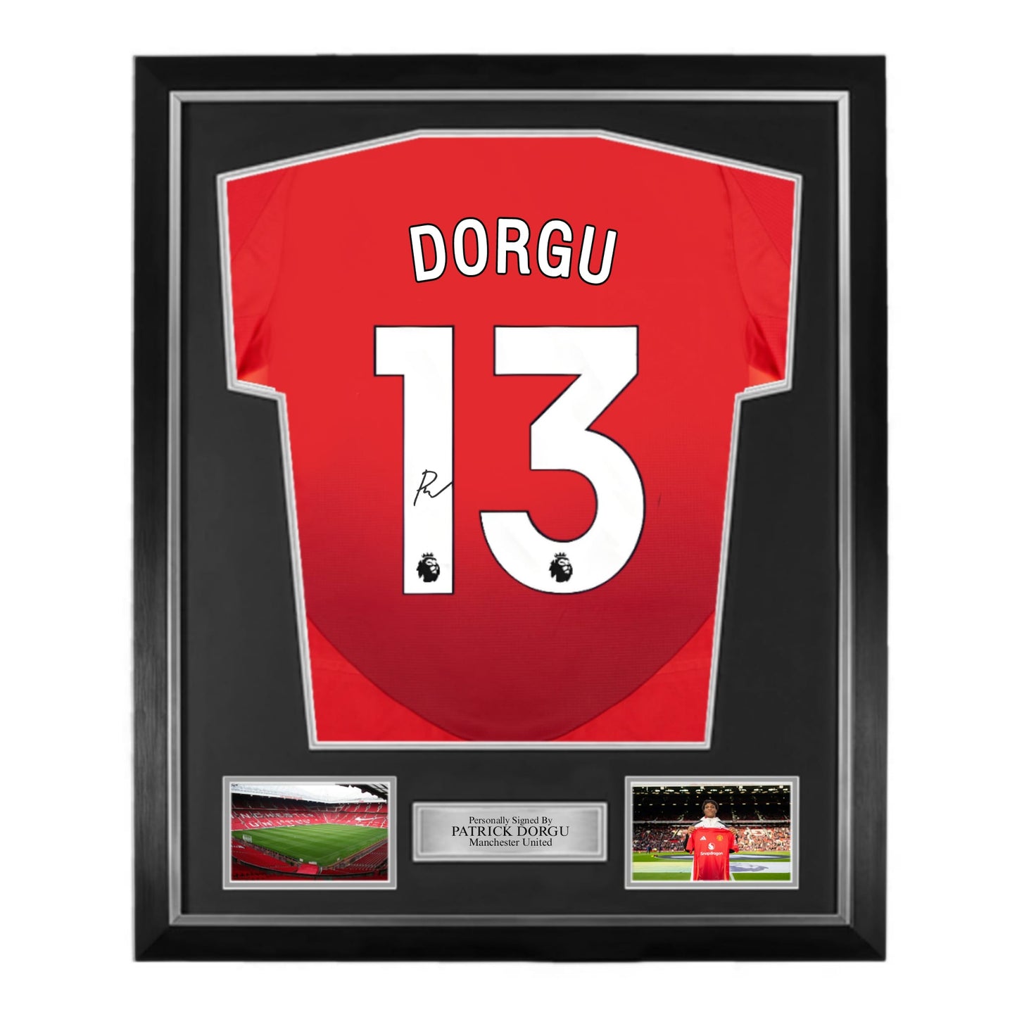 Patrick Dorgu Signed Manchester United 24/25 Home Shirt- Deluxe Framed