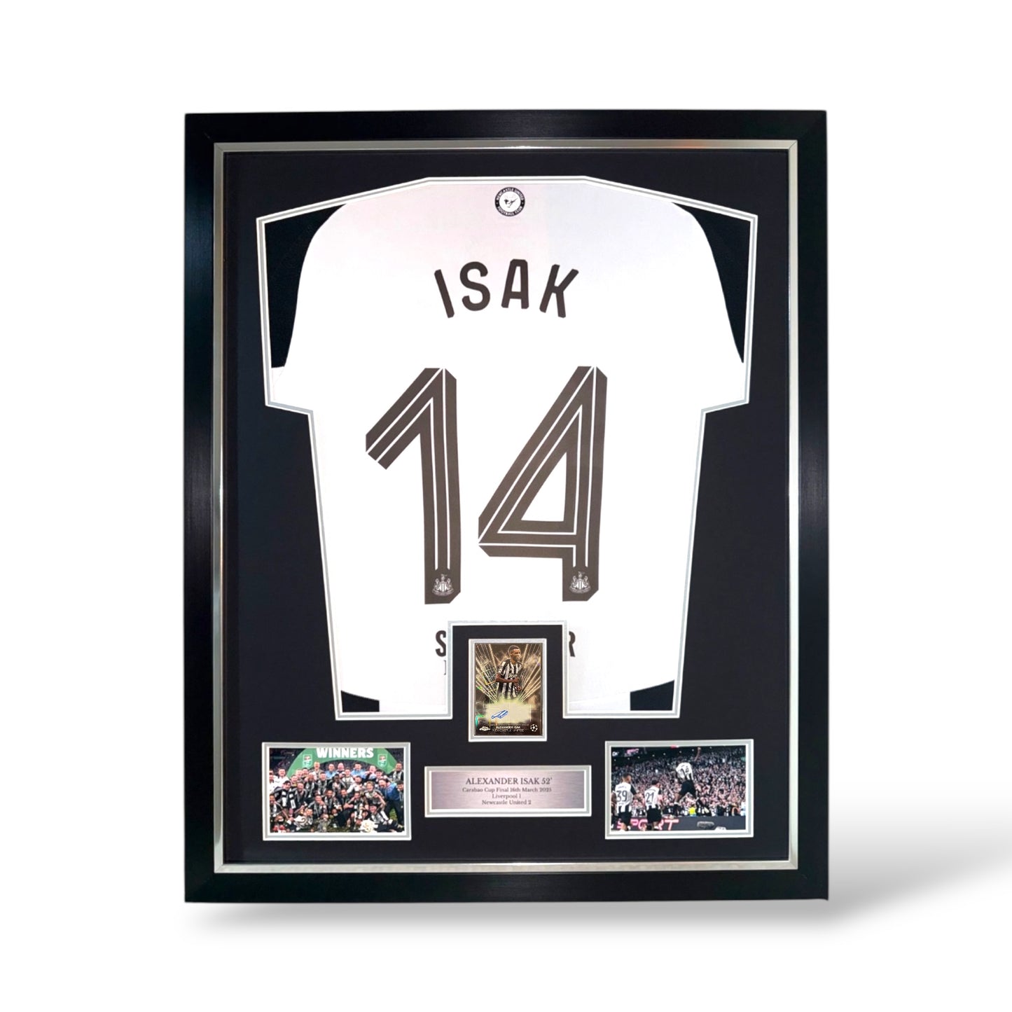 Alexander Isak Signed Official Topps Auto Card/ Newcastle United 24/25 Home Shirt- Deluxe Framed