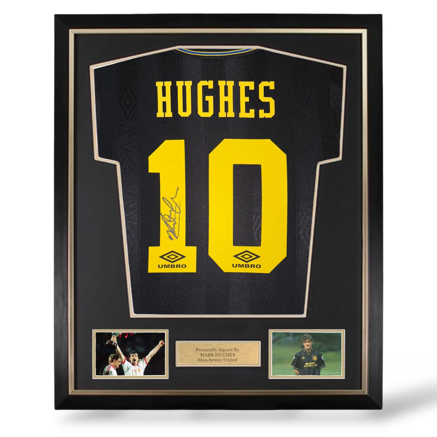 Mark Hughes Signed Manchester United 1993-1995 Away Shirt- Deluxe Framed