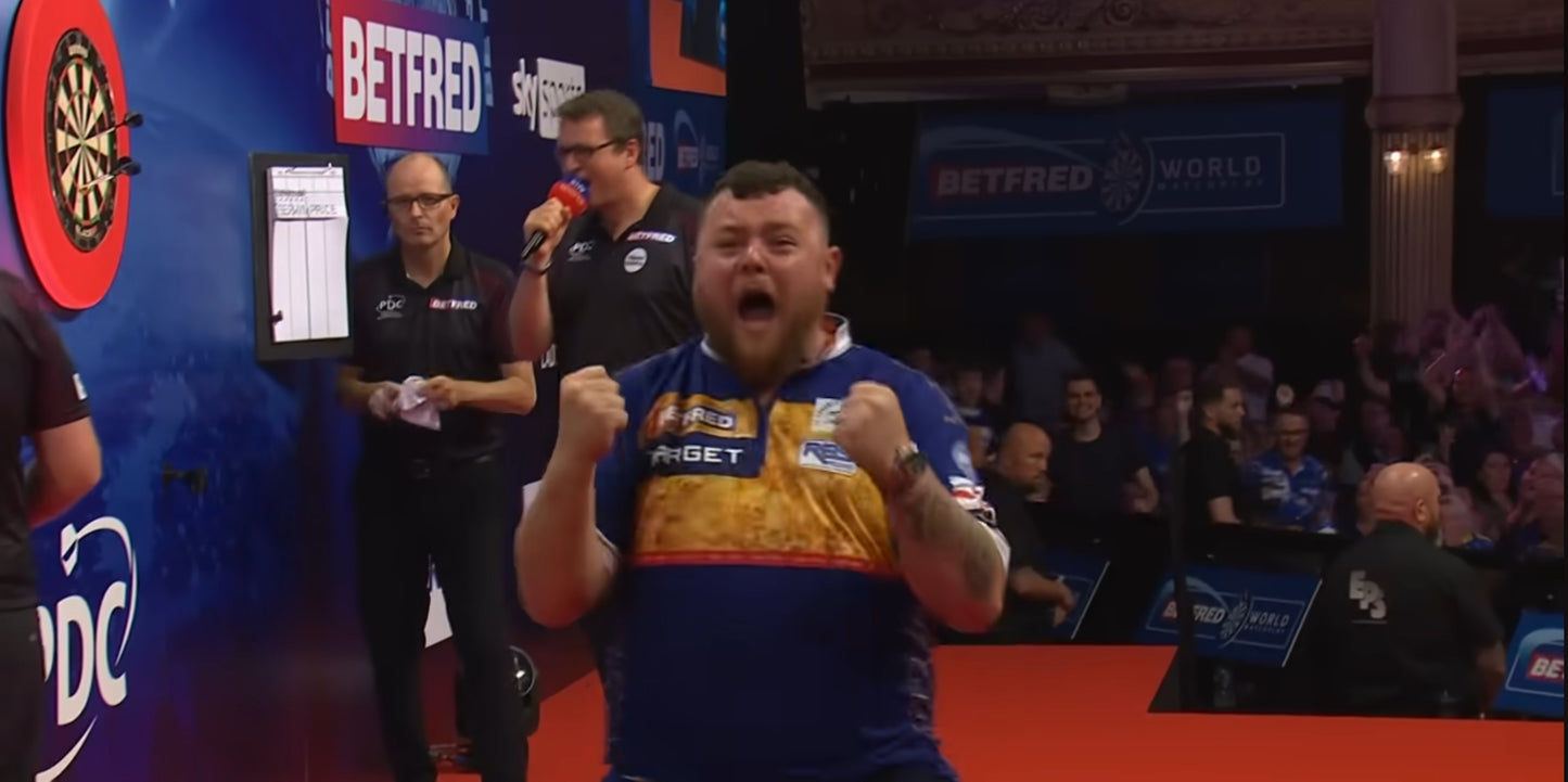 Josh Rock MATCH WORN Signed World Matchplay 2025 Quarter Final Shirt v Gerwyn Price