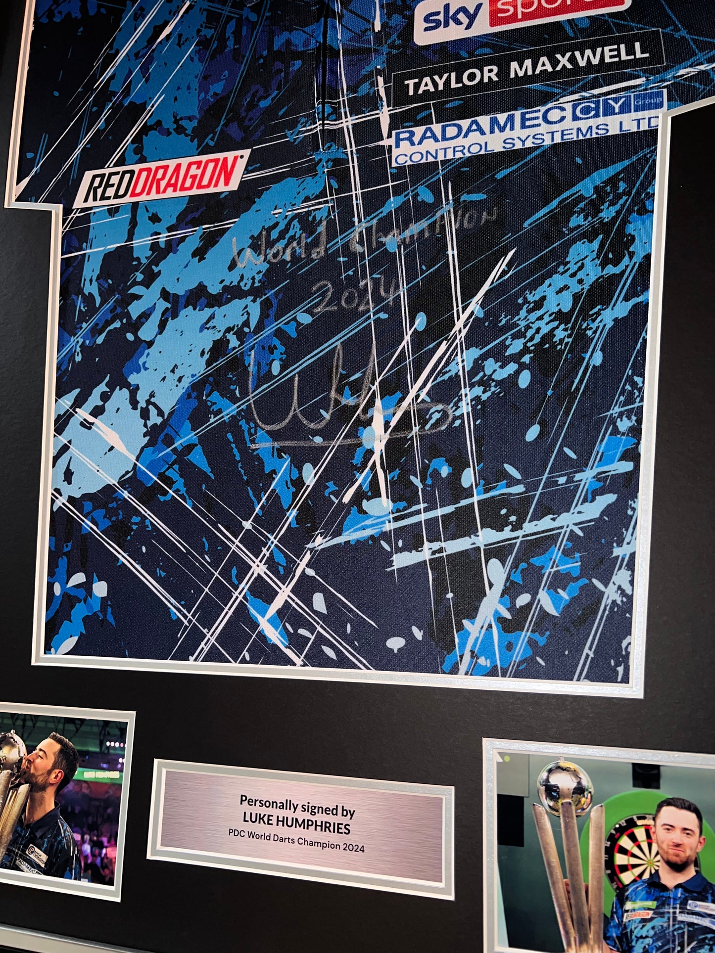 Luke Humphries Signed Official World Champion 2024 Shirt- Deluxe Framed