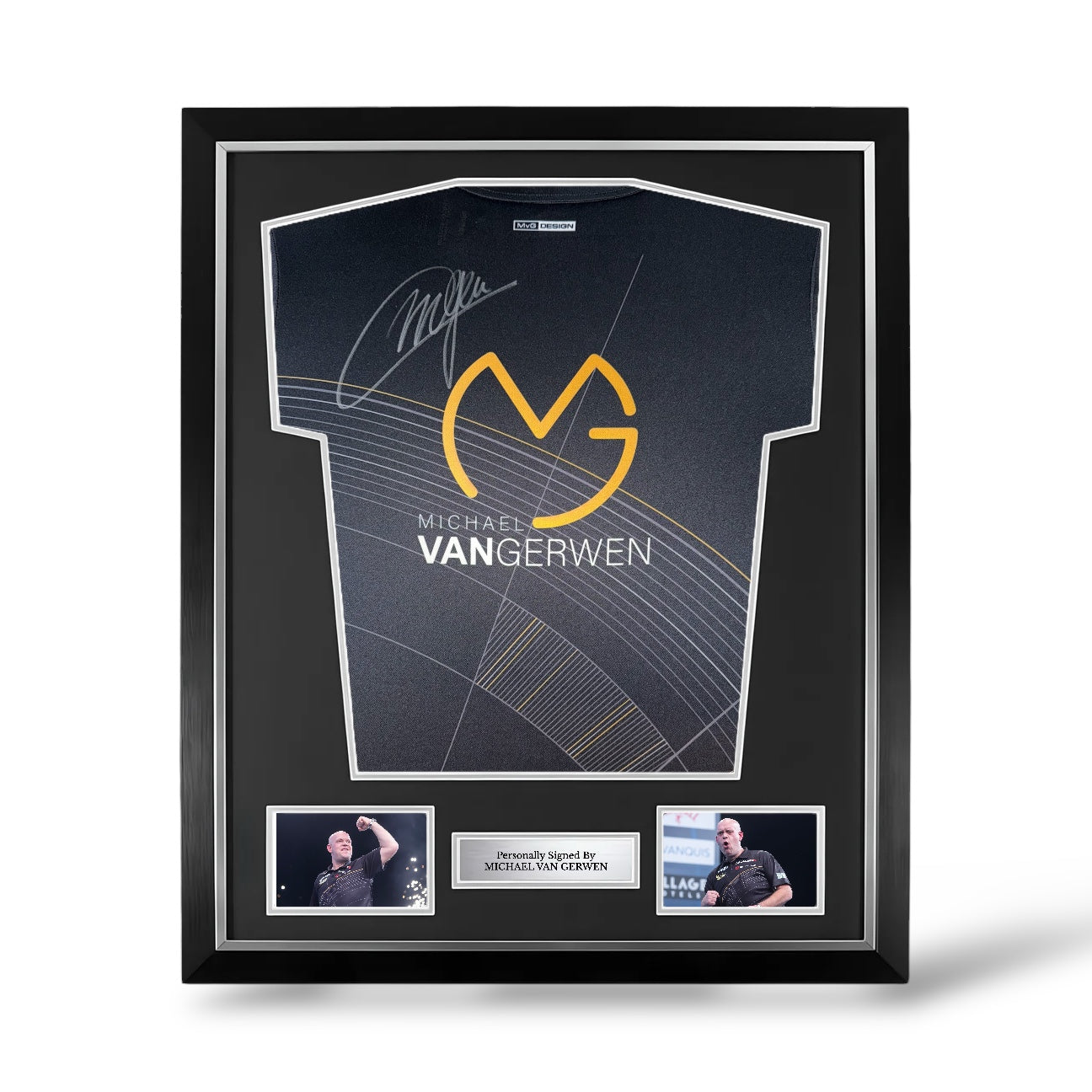 Michael Van Gerwen Signed Official Limited Edition Black Winmau Darts Shirt- Deluxe Framed