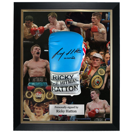 Ricky Hatton ‘The Hitman’ Signed Custom Boxing Glove- Deluxe Dome Framed