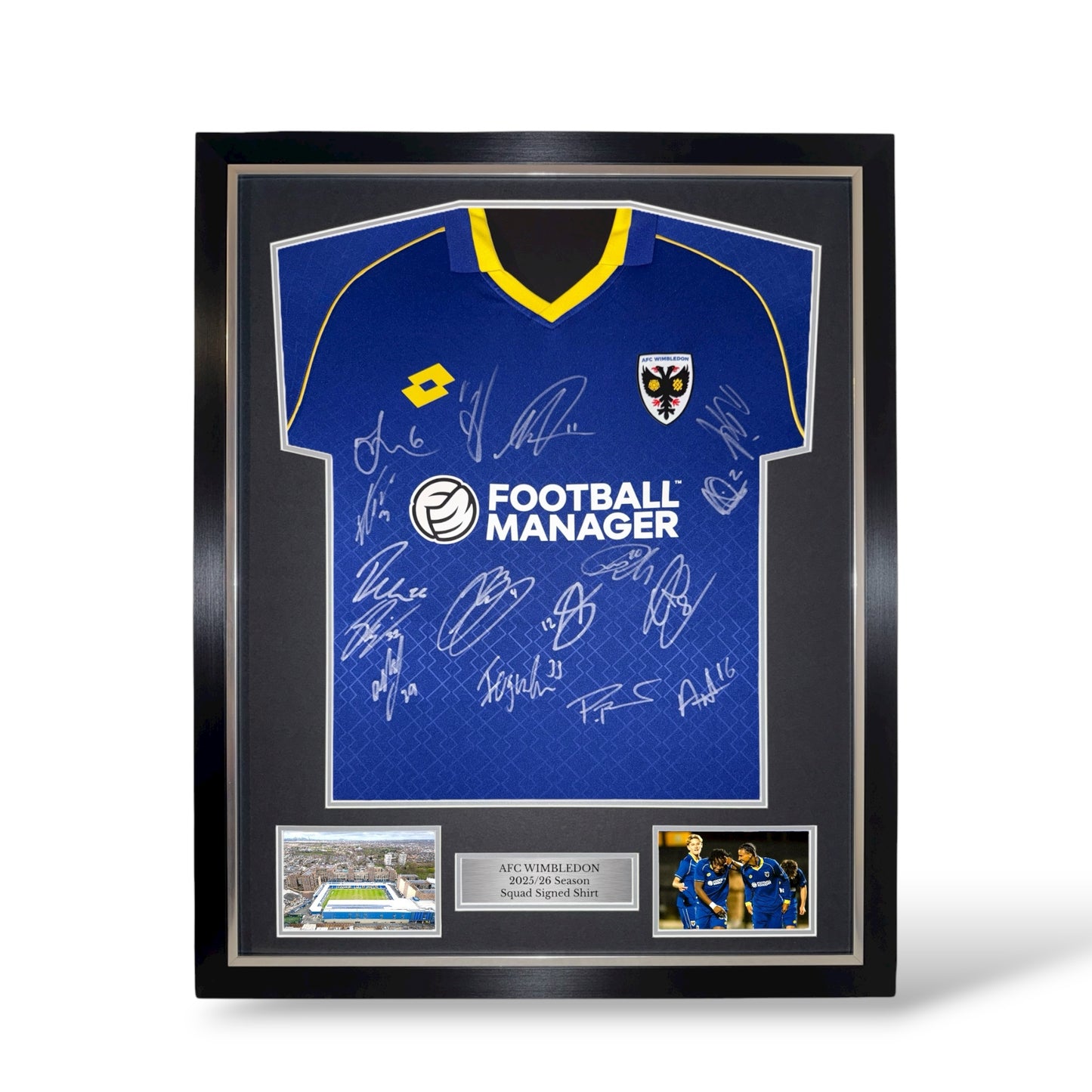 AFC Wimbledon 2025/26 Squad Signed Home Shirt- Deluxe Framed