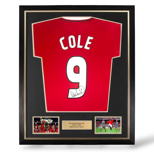Andy Cole Signed Manchester United 1999 Champions League Home Shirt- Deluxe Framed