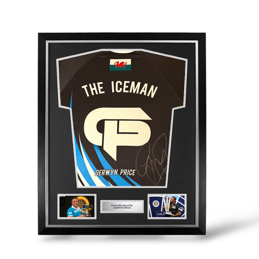Gerwyn Price Signed Official Akuma Black Darts Shirt- Deluxe Framed