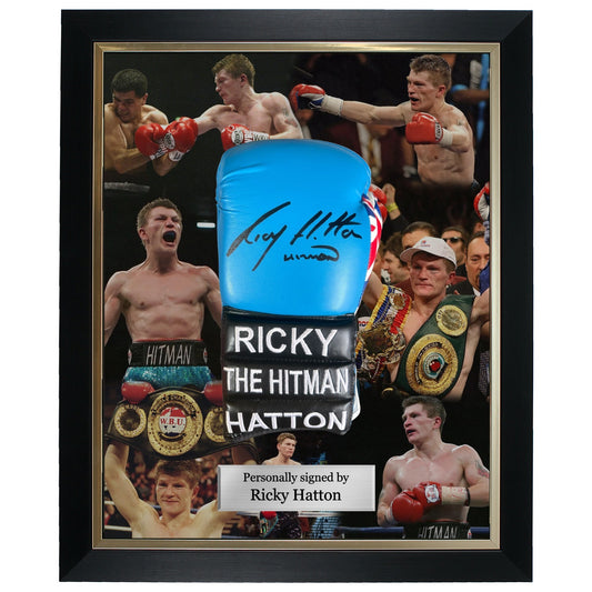 Ricky Hatton ‘The Hitman’ Signed Custom Boxing Glove- Deluxe Dome Framed