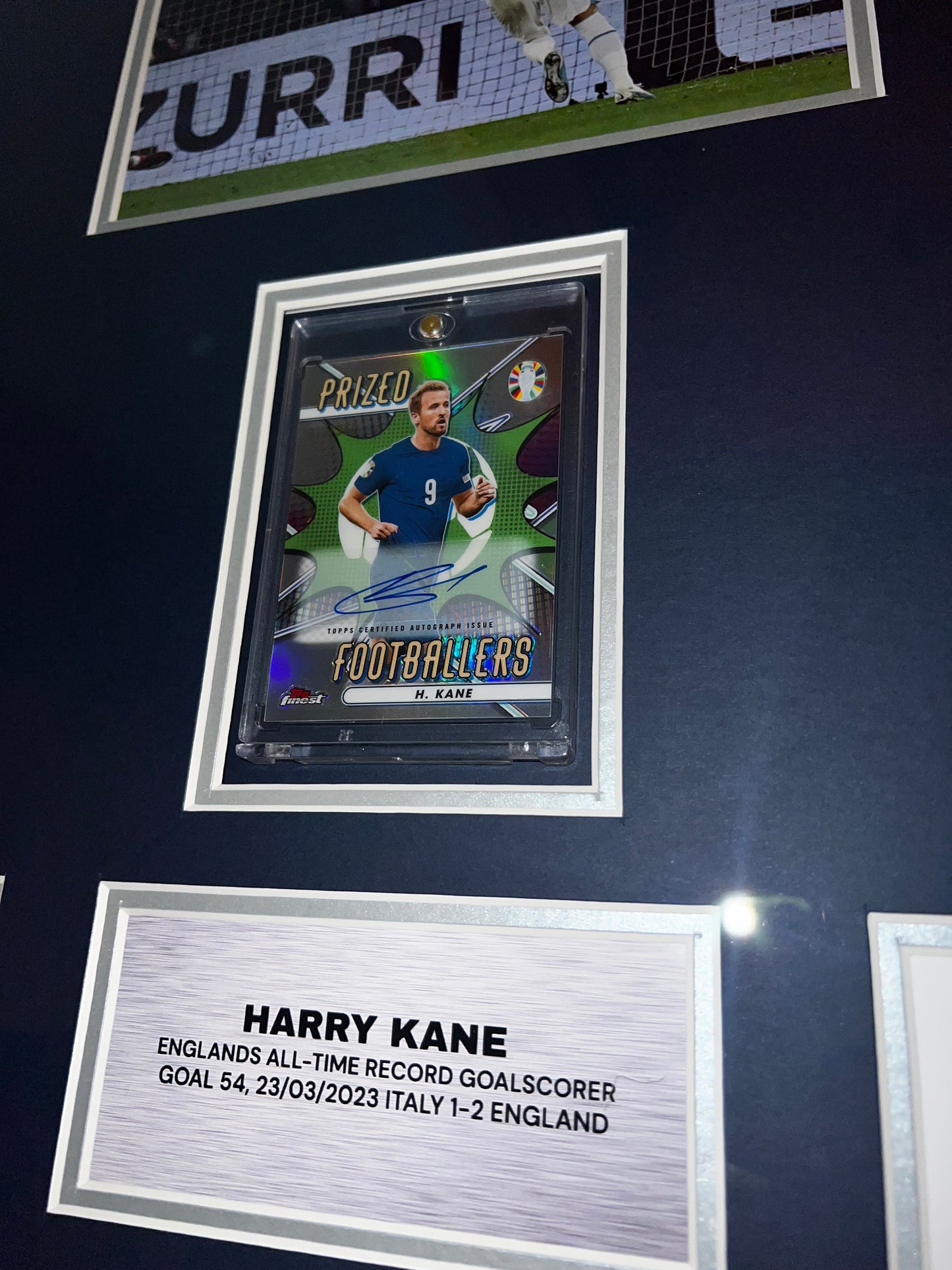 Harry Kane England Record Goalscorer Signed Topps Official Card- Deluxe Framed England Shirt Presentation