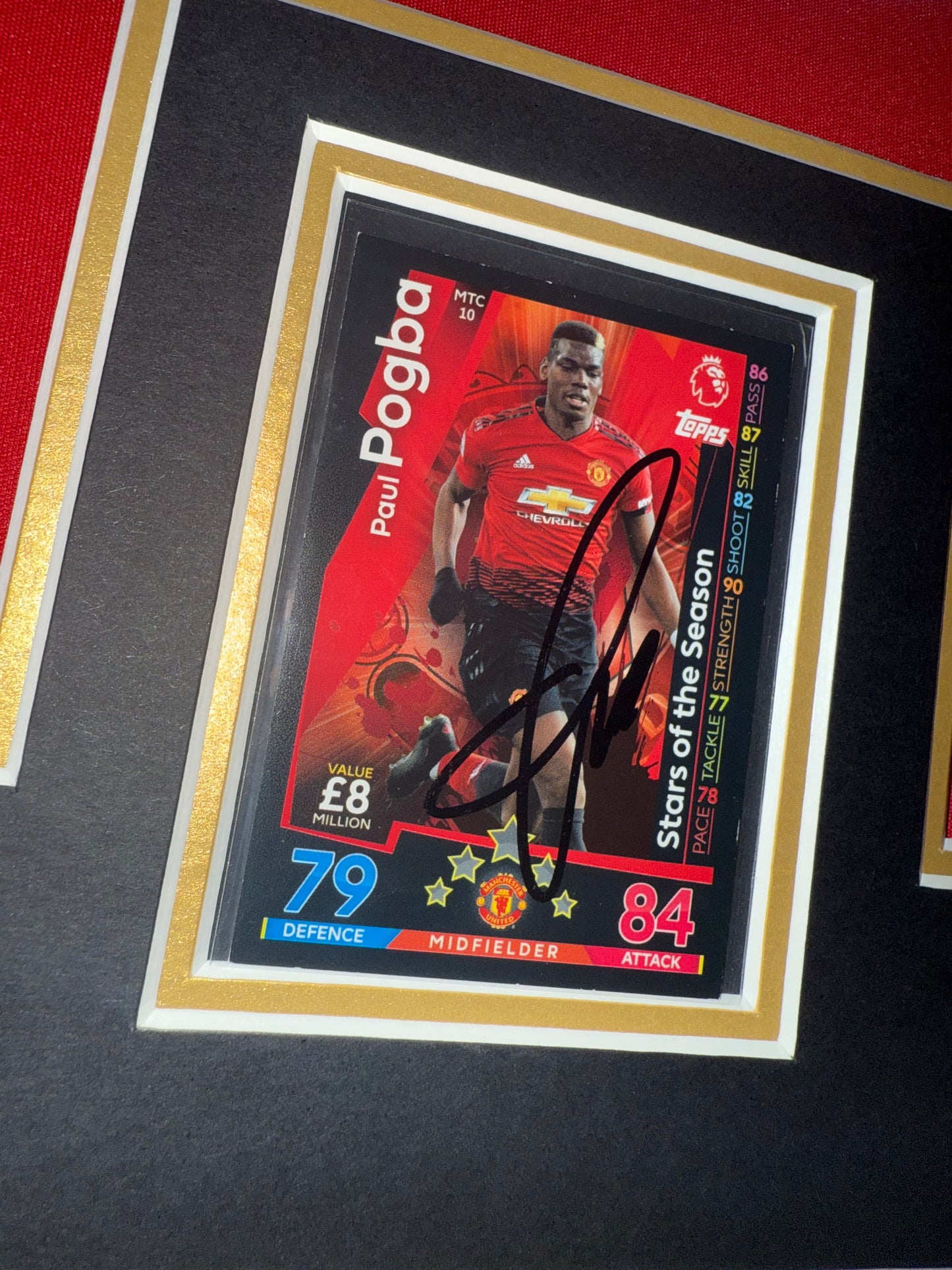 Paul Pogba Signed Topps Football Card/ Manchester United 2016/17 Home Shirt- Deluxe Framed