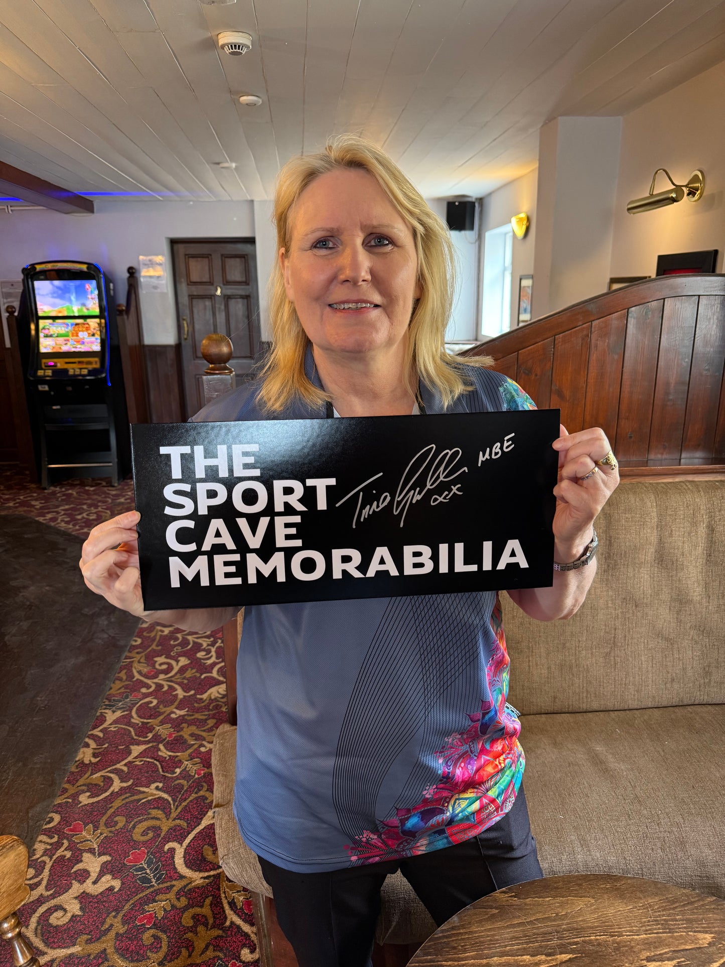 Trina Gulliver Signed Match Worn Darts Shirt- Deluxe Framed