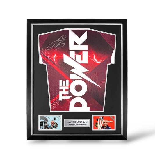 Phil Taylor Rear Signed 2025 Target Darts Shirt- Deluxe Framed