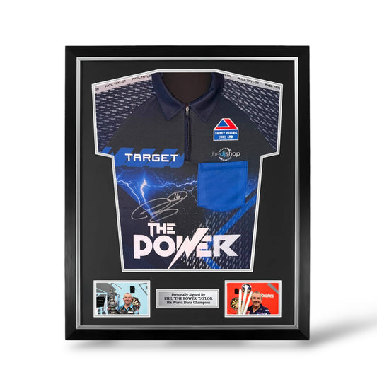 Phil Taylor Signed 2025 Target Darts Shirt- Deluxe Framed