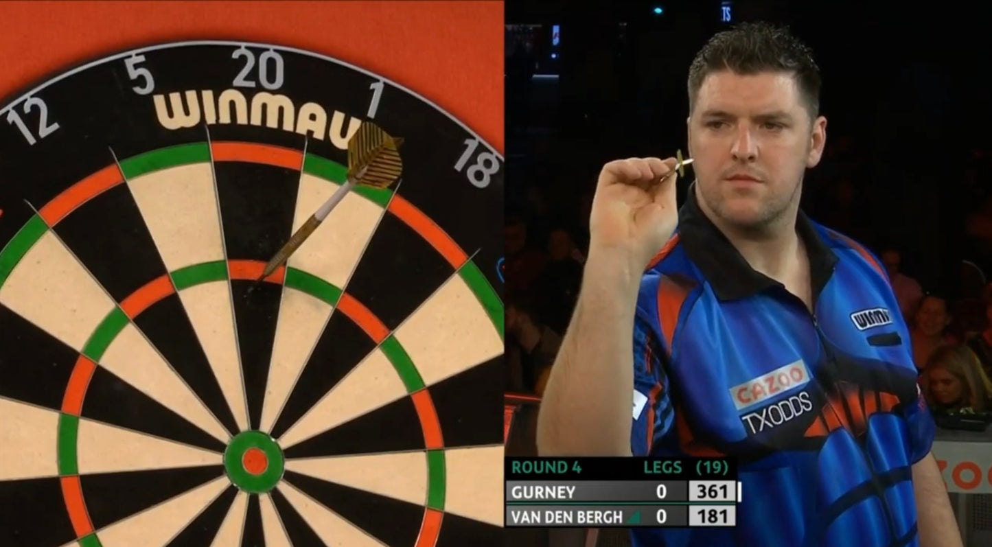 Daryl Gurney MATCH WORN Signed PDC UK Open 2022 Darts Shirt v Dimitri Van Den Bergh