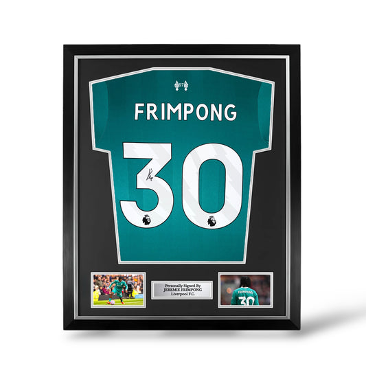 Jeremie Frimpong Signed Liverpool 2025/26 Third Shirt- Deluxe Framed