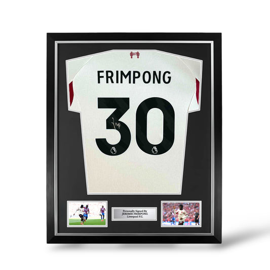 Jeremie Frimpong Signed Liverpool 2025/26 Away Shirt- Deluxe Framed