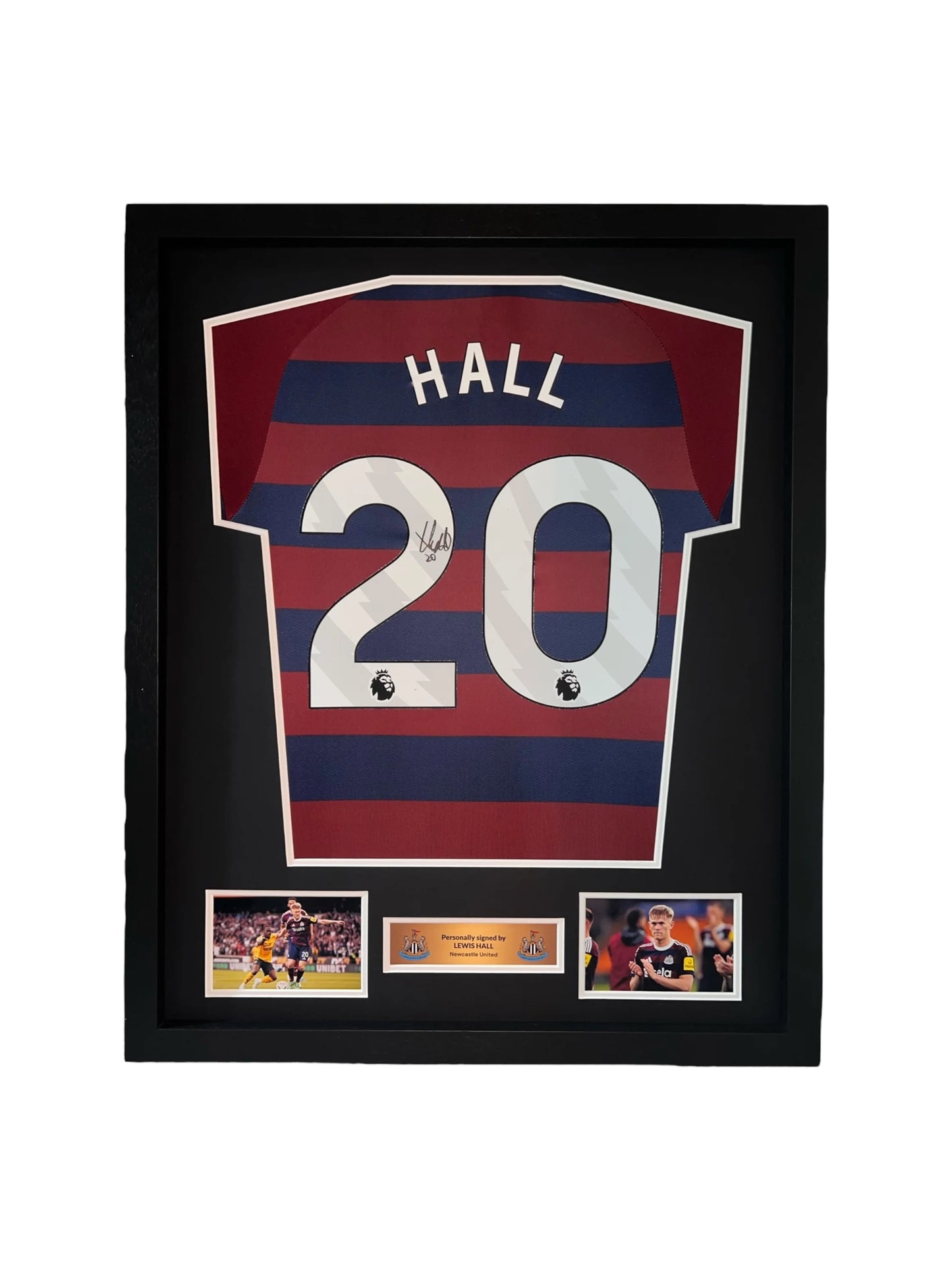 Lewis Hall Signed Newcastle United 24/25 Away Shirt- Deluxe Framed