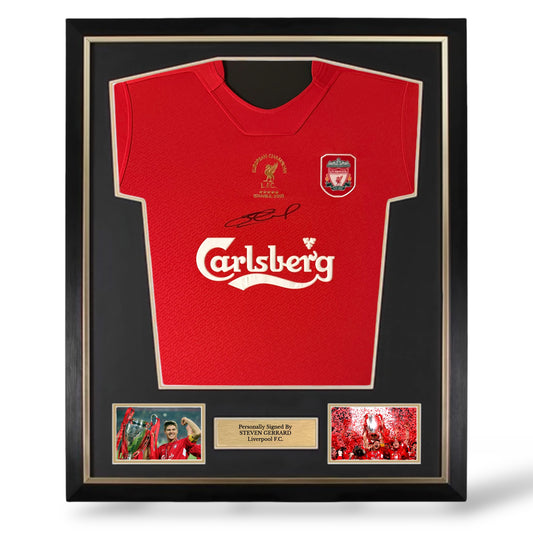 Steven Gerrard Signed Liverpool 2005 Istanbul Shirt- Deluxe Framed