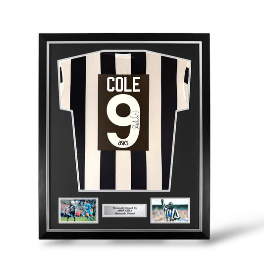 Andy Cole Signed Newcastle United 1993-95 Home Shirt- Deluxe Framed