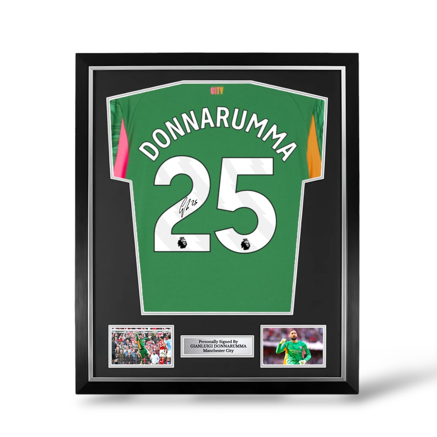 Gianluigi Donnarumma Signed Manchester City 2025/26 GK Shirt- Deluxe Framed