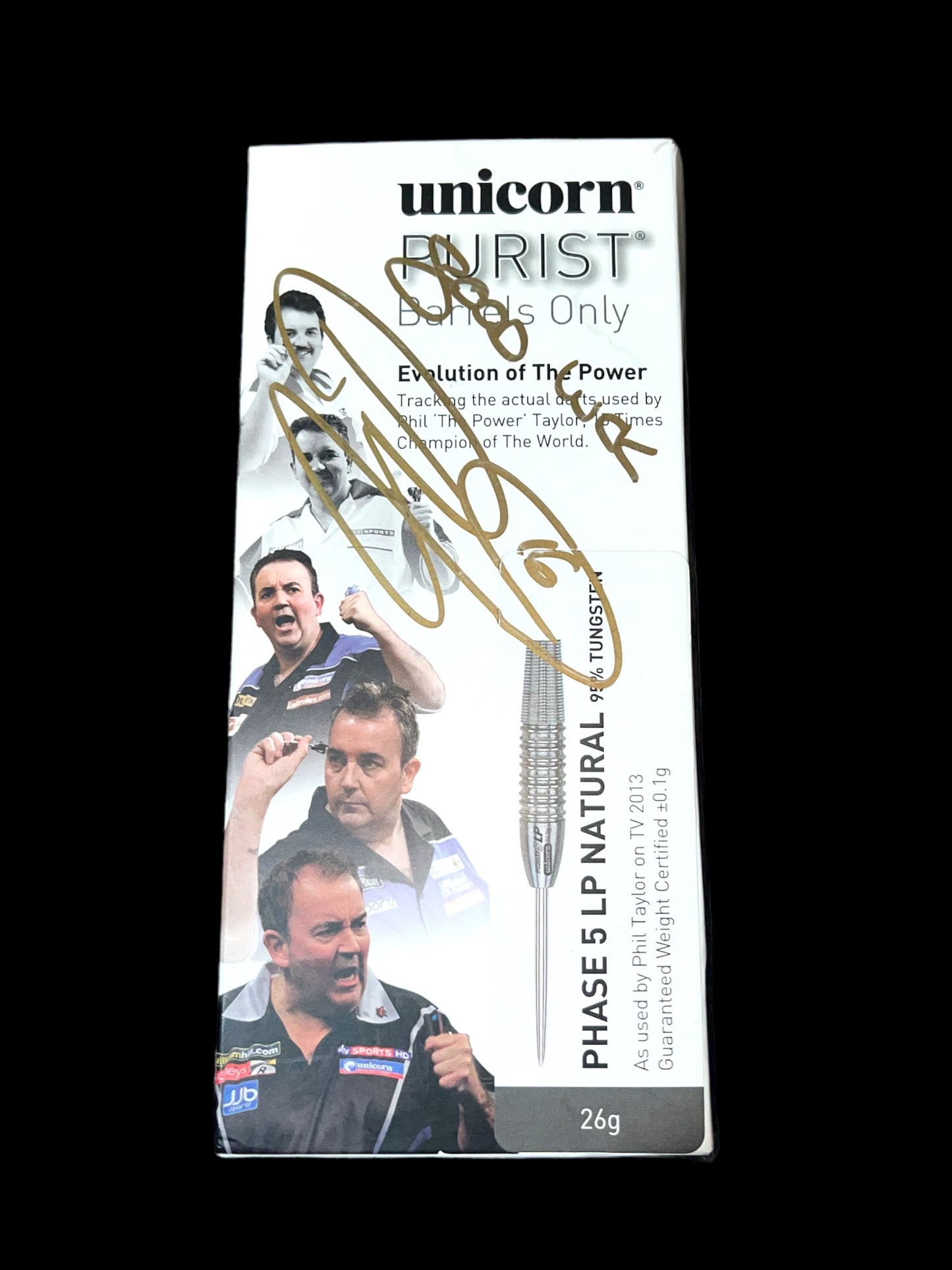 Phil ‘The Power’ Taylor Signed Unicorn Phase 5 LP Darts Set