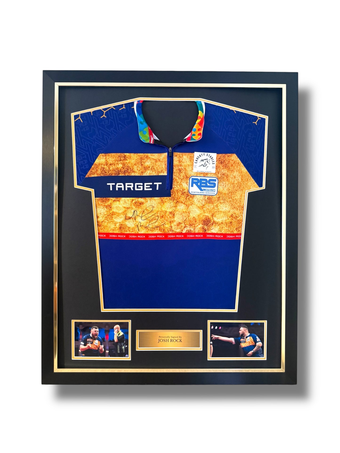 Josh Rock Signed Official Target Darts Shirt- Deluxe Framed