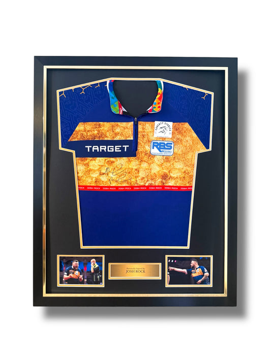 Josh Rock Signed Official Target Darts Shirt- Deluxe Framed