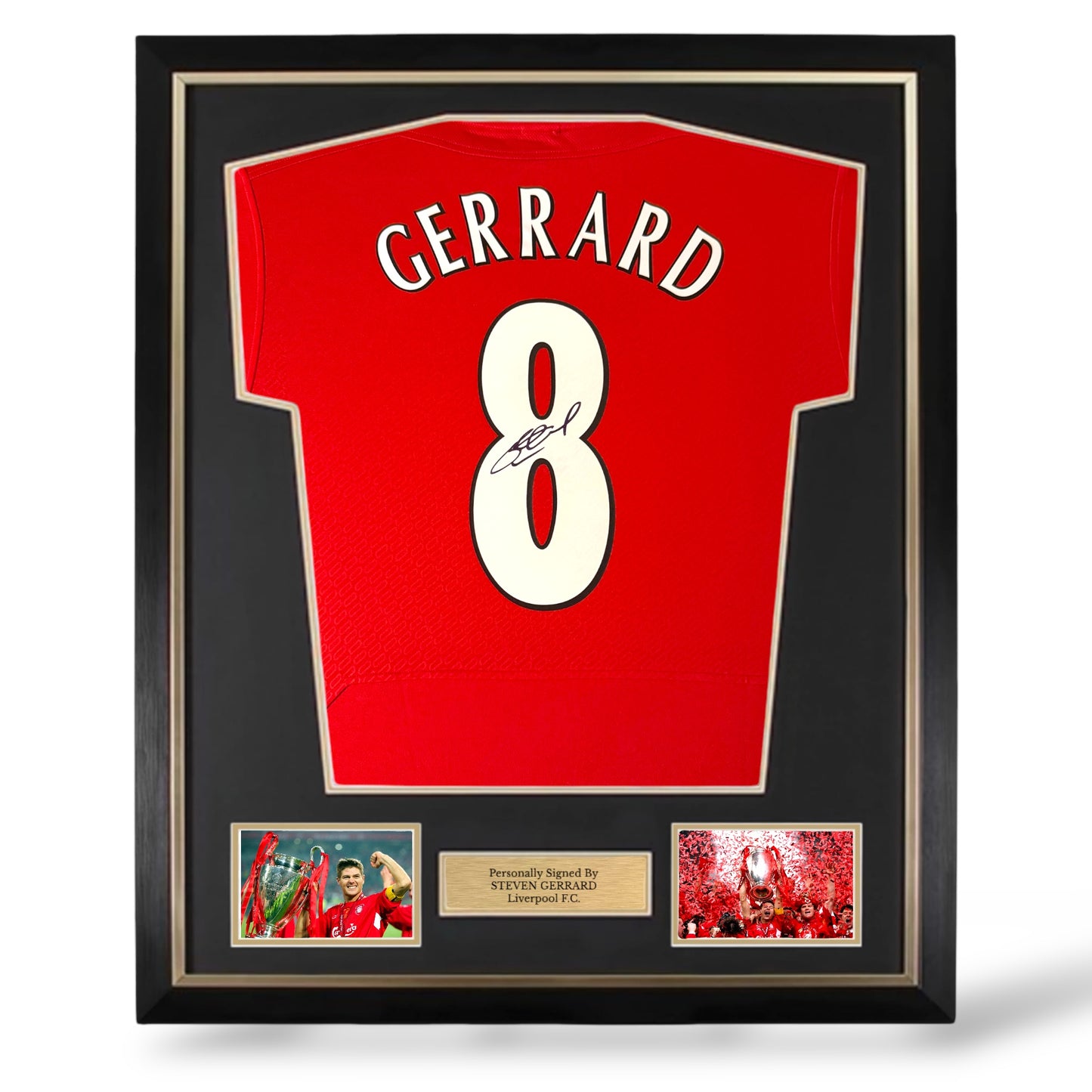 Steven Gerrard Signed Liverpool 2005 Istanbul Shirt- Deluxe Framed