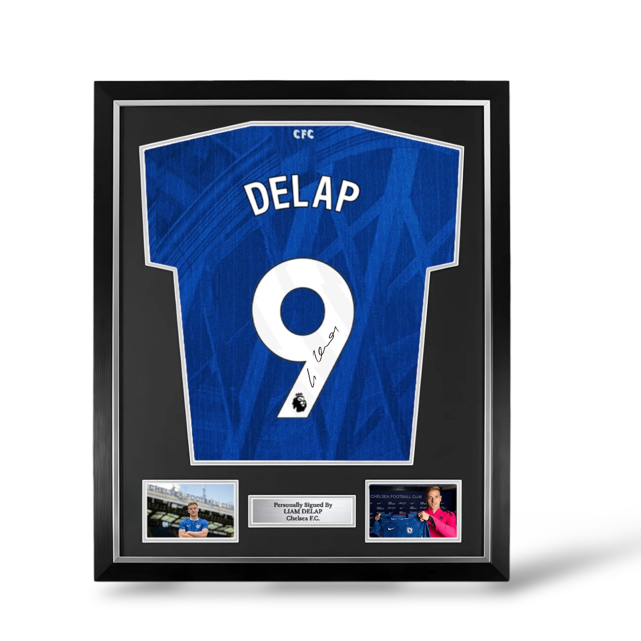 Liam Delap Signed Chelsea 25/26 Home Shirt- Deluxe Framed