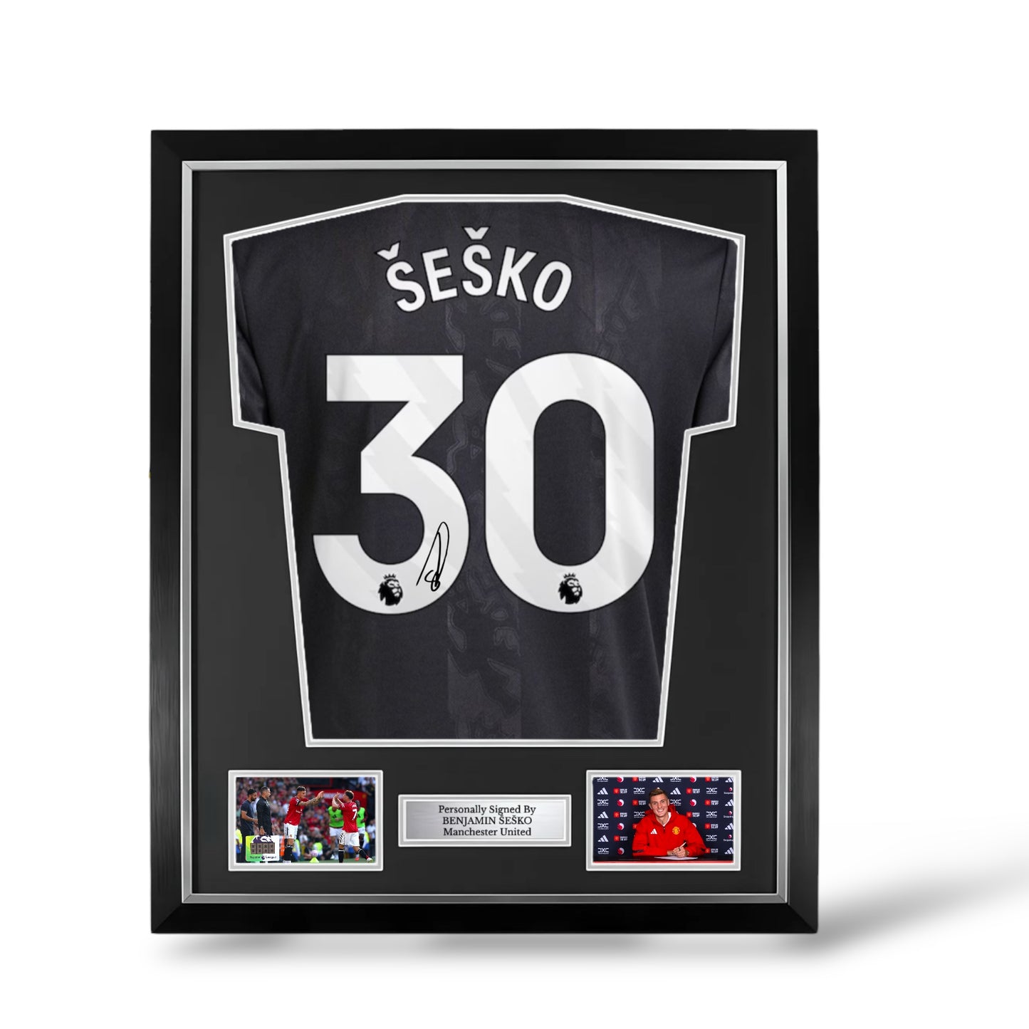 Benjamin Sesko Signed Manchester United 2025/26 Third Shirt- Deluxe Framed
