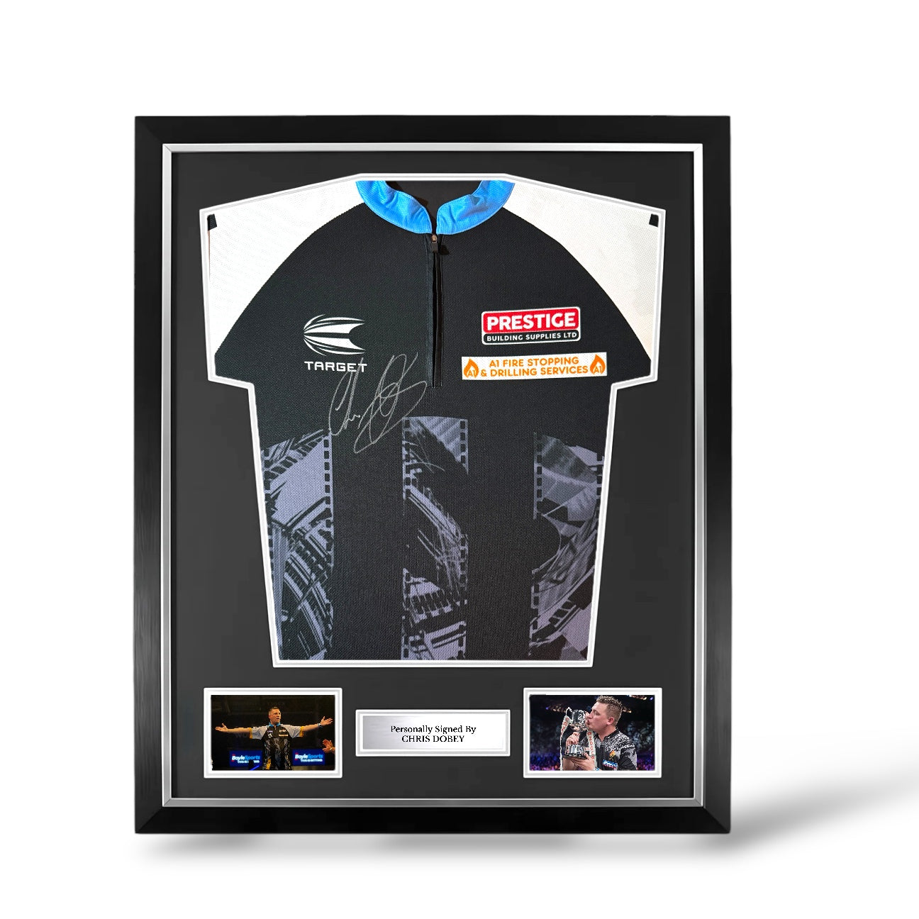 Chris Dobey Signed Official Target Darts Shirt- Deluxe Framed