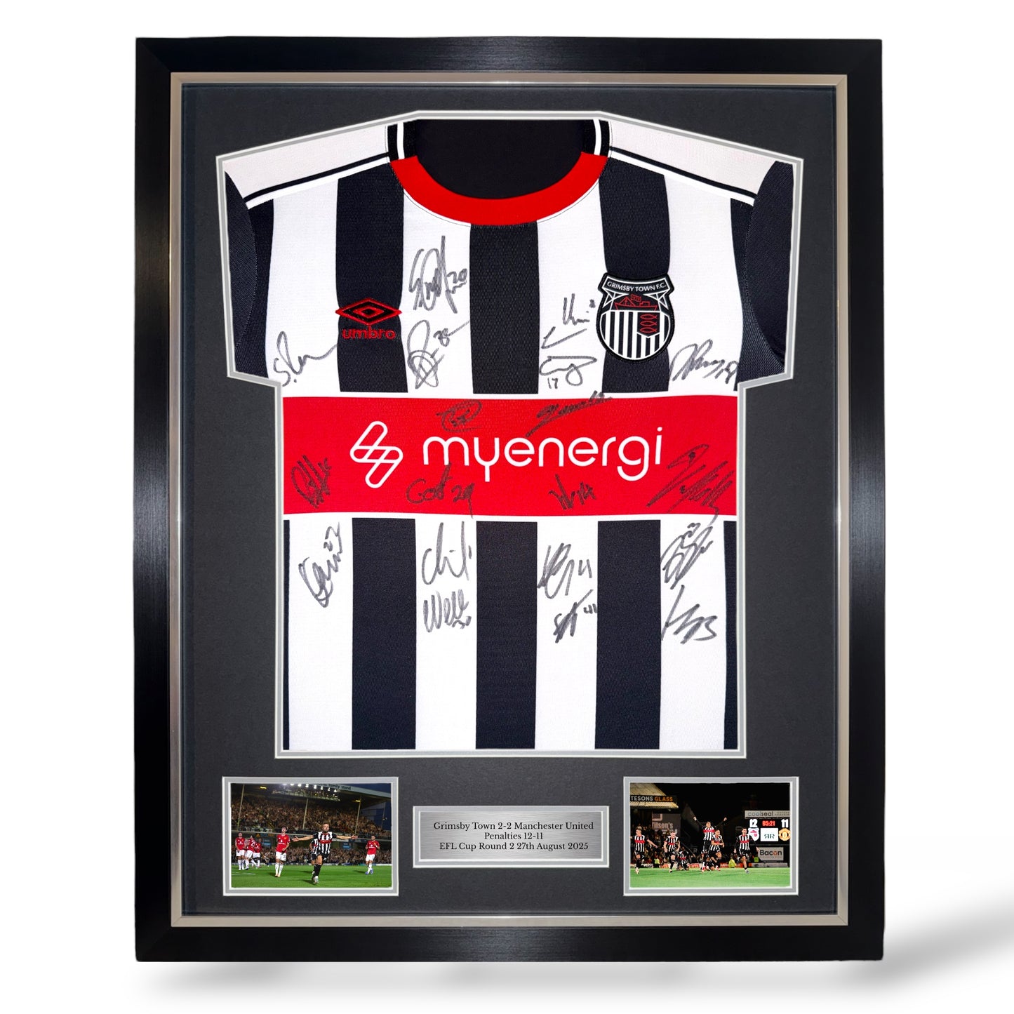 Grimsby Town 2025/26 Squad Signed Home Shirt- Deluxe Framed (Pre Order)