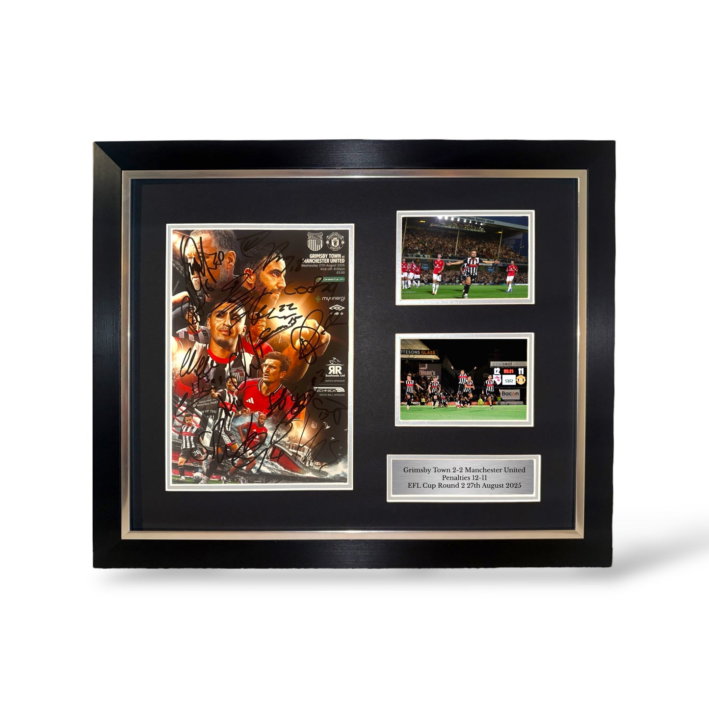 Grimsby Town 2025/26 Squad Signed Programme v Manchester United EFL Cup- Deluxe Framed