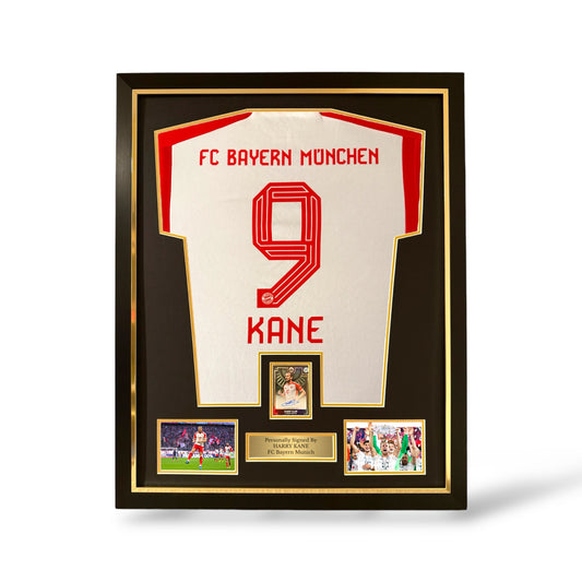 Harry Kane Signed Official Topps Auto Card/ Bayern Munich 2023/24 Home Shirt- Deluxe Framed