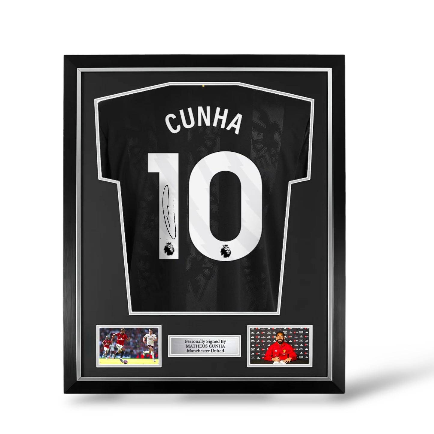 Matheus Cunha Signed Manchester United 2025/26 Third Shirt- Deluxe Framed