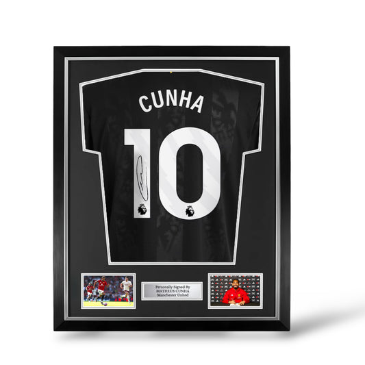 Matheus Cunha Signed Manchester United 2025/26 Third Shirt- Deluxe Framed