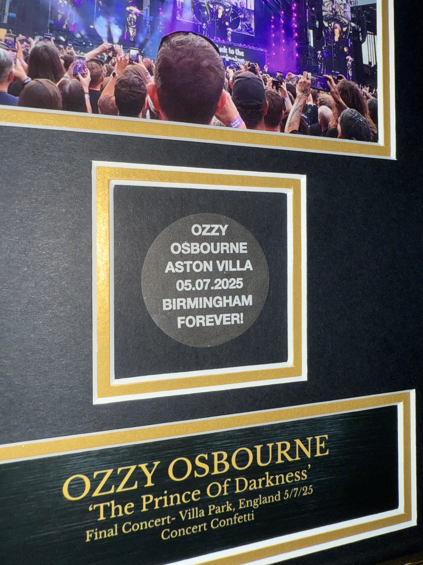 Ozzy Osbourne / Black Sabbath Back To The Beginning Final Concert Confetti- Commemorative Deluxe Framed