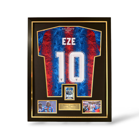 Eberechi Eze Signed Official Panini Auto Card/ Crystal Palace 2024/25 Home Shirt- Deluxe Framed