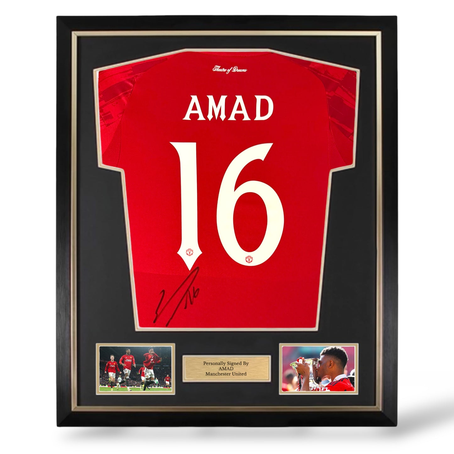 Amad Diallo Signed Manchester United 25/26 Home Shirt- Deluxe Framed