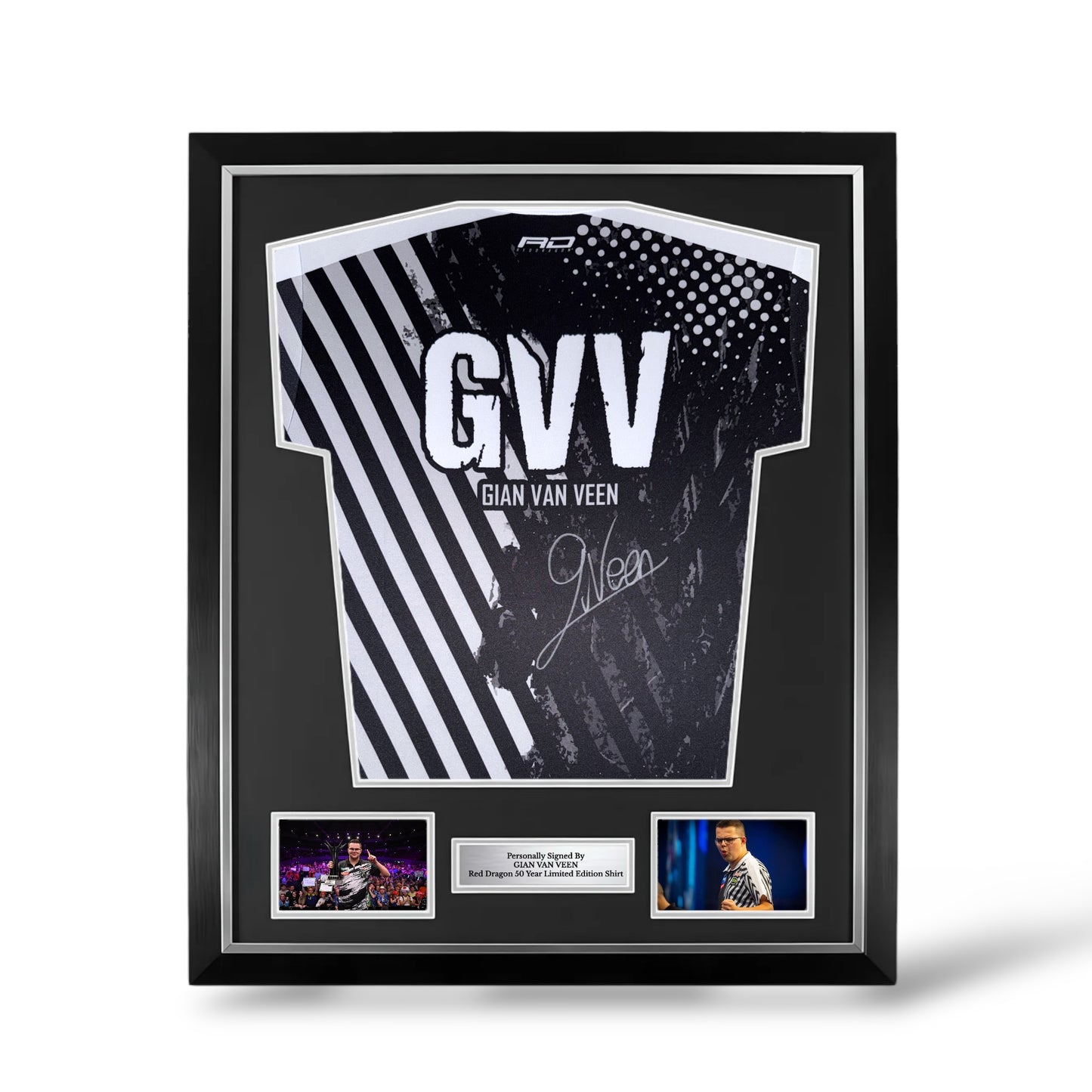Gian Van Veen Signed Official Red Dragon 50 Years Anniversary Shirt- Deluxe Framed