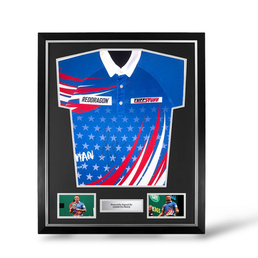 Gerwyn Price Signed Official World Series Of Darts 2024 USA Shirt- Deluxe Framed