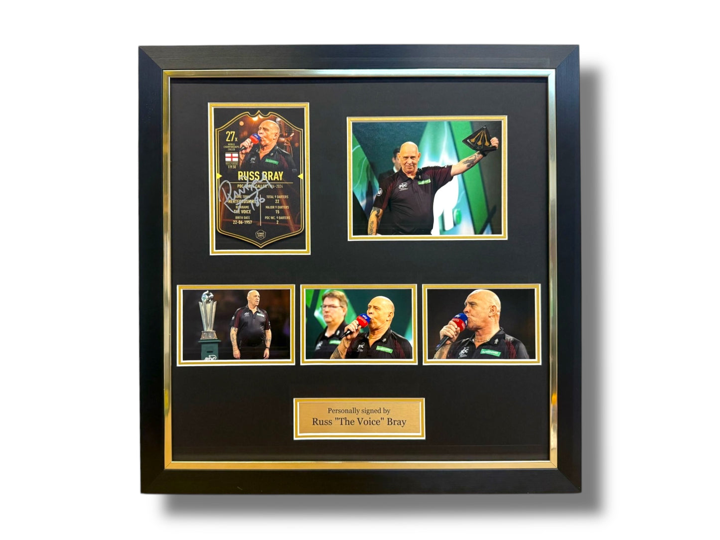 Russ Bray Signed Ultimate Darts Card- Deluxe Framed