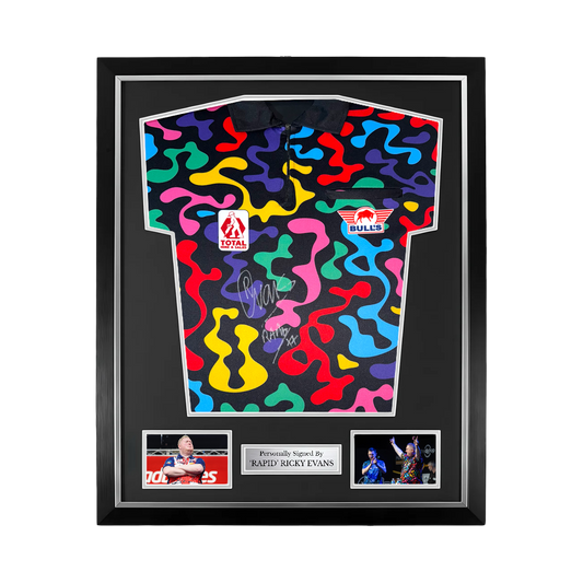 ‘Rapid’ Ricky Evans Front Signed Darts Shirt (2025 Edition)- Deluxe Framed