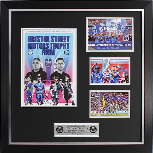 Harrison Burrows Signed Peterborough v Wycombe Bristol Street Motors Trophy Final Programme- Deluxe Framed