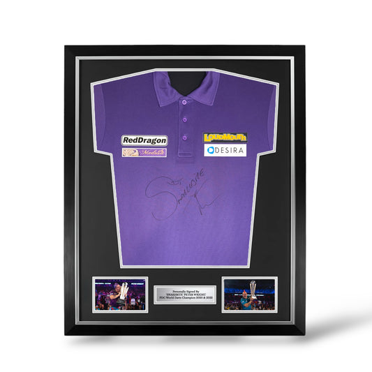 ‘Snakebite’ Peter Wright Signed Official Darts Shirt- Deluxe Framed
