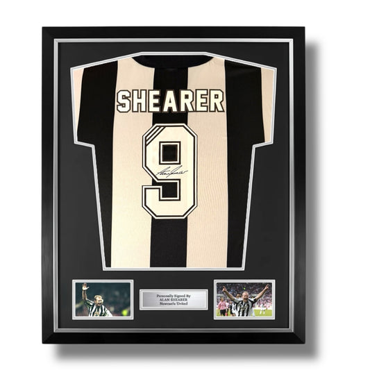 Alan Shearer Signed Newcastle United Retro Shirt- Deluxe Framed