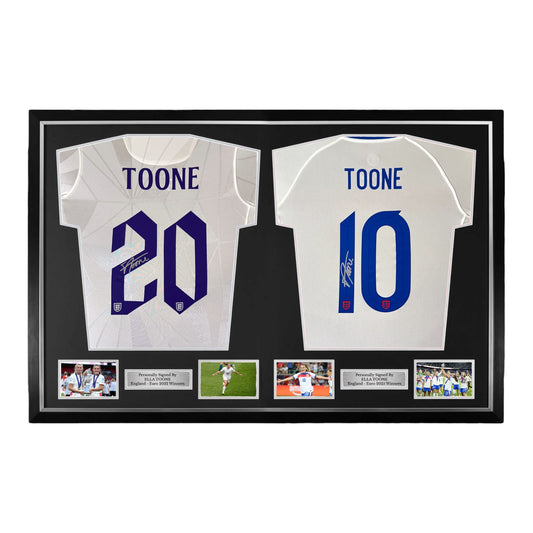 Ella Toone Signed England 2022 & 2025 Euro Winners Shirts- Dual Deluxe Framed