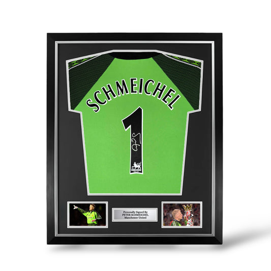 Peter Schmeichel Signed Manchester United 1998/99 GK Shirt- Deluxe Framed